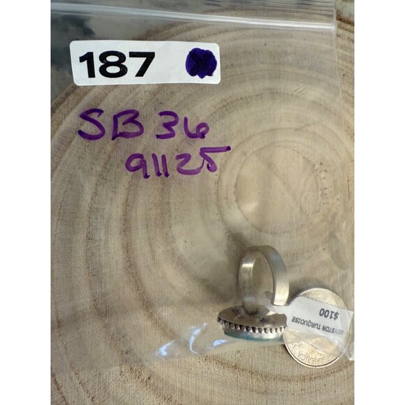 Artisan Royston Turquoise Sterling Silver Adj Statement Ring Southwest closed bk - Picture 9 of 10